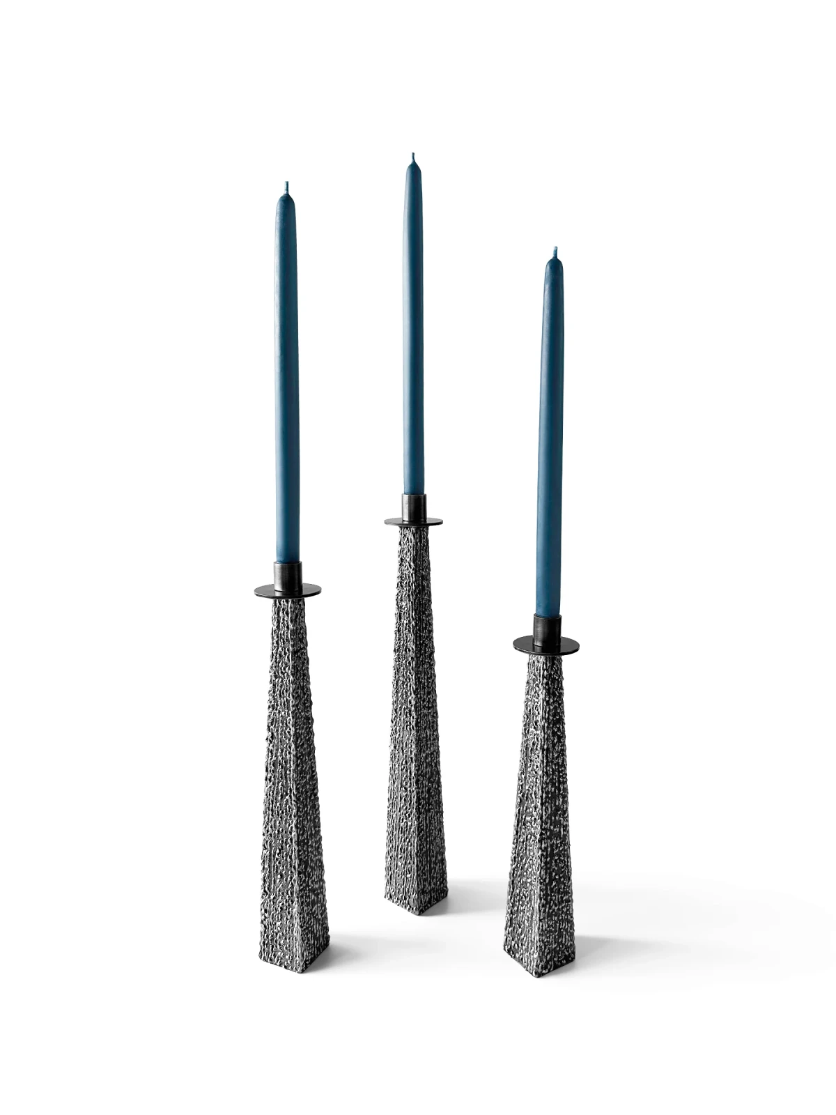 Stainless Textured Taper Candle Holders by Michael Daniel Metal Design