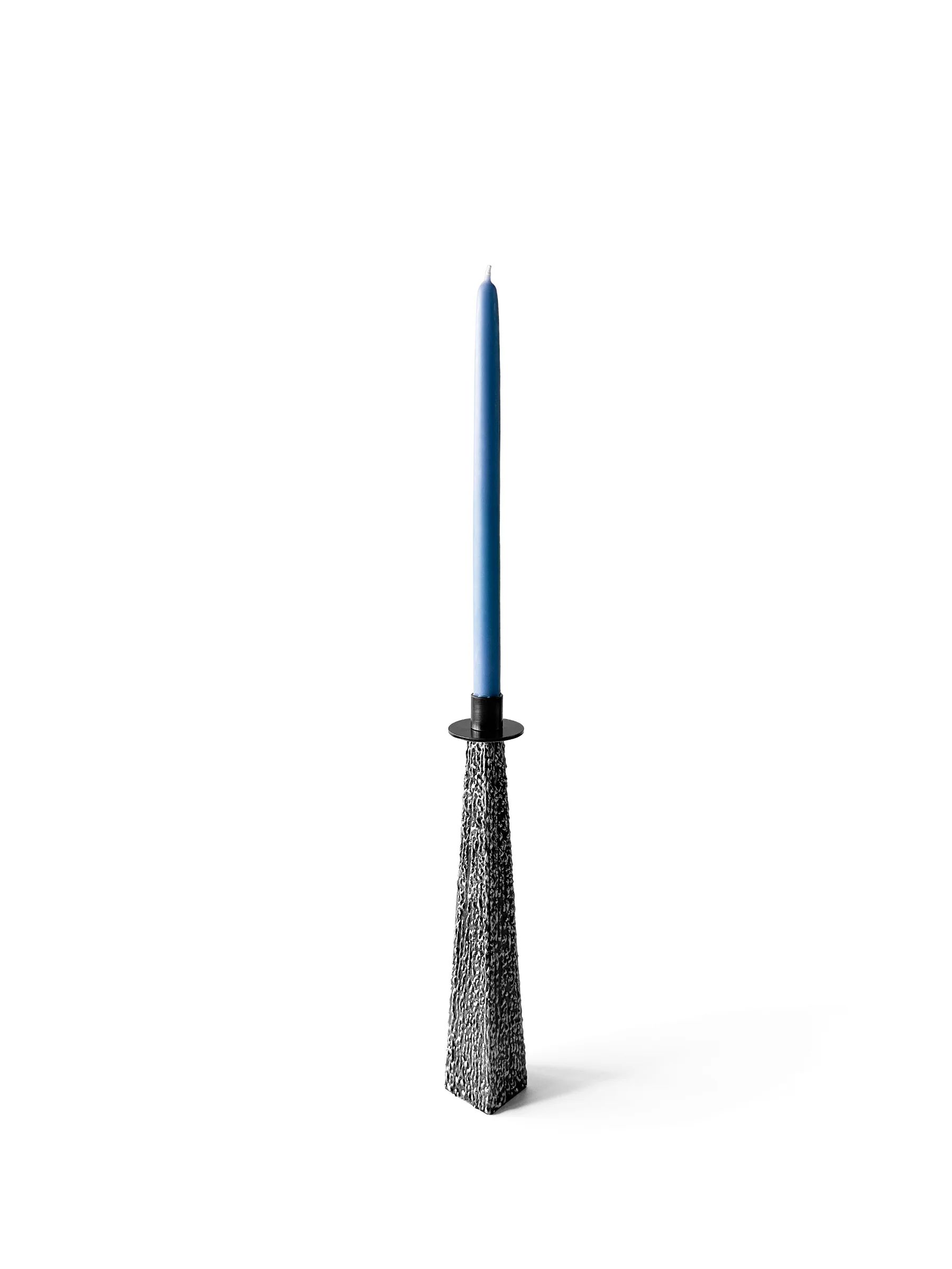 Stainless Textured Taper Candle Holders  2