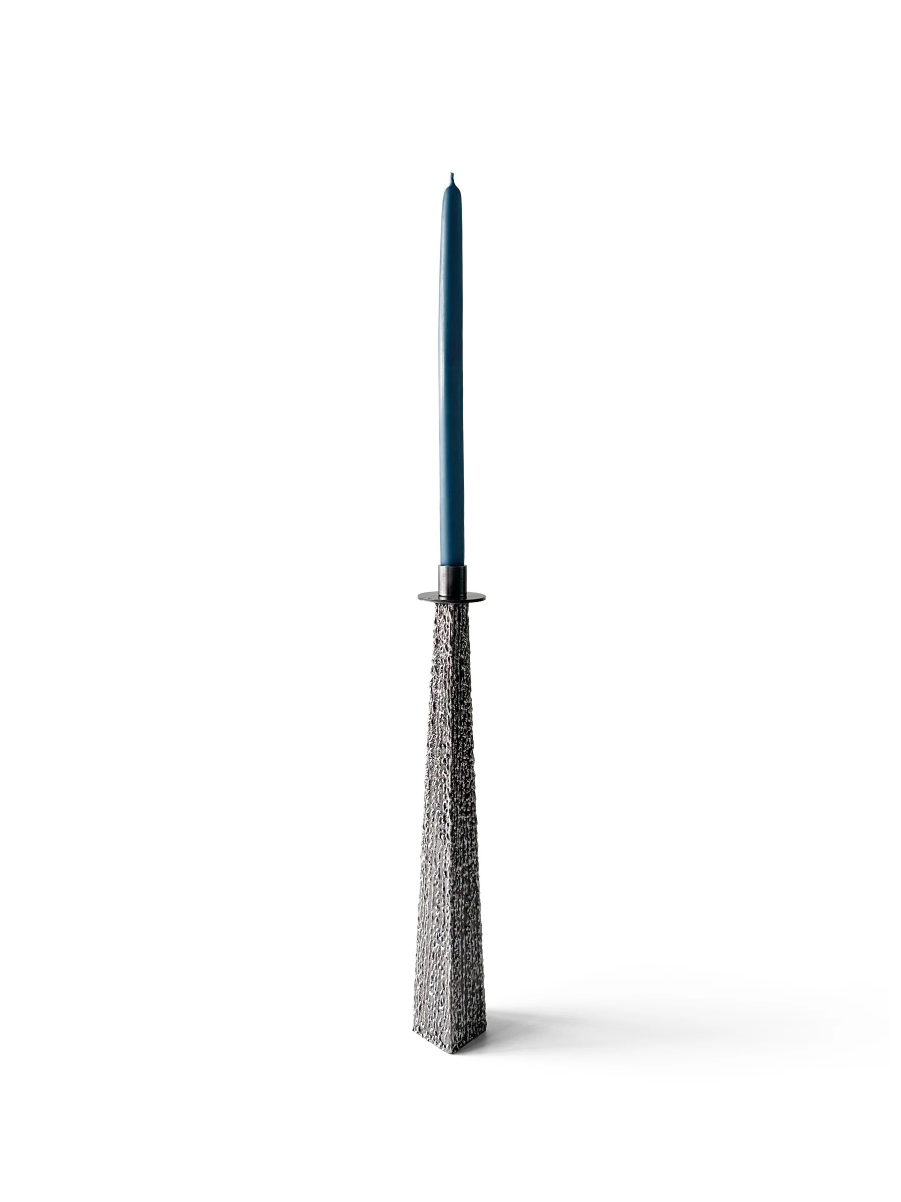 Stainless Textured Taper Candle Holders  4