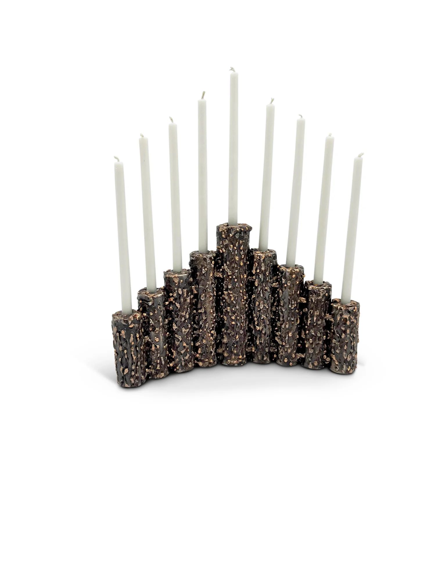 Textured Steel Menorah by Michael Daniel Metal Design