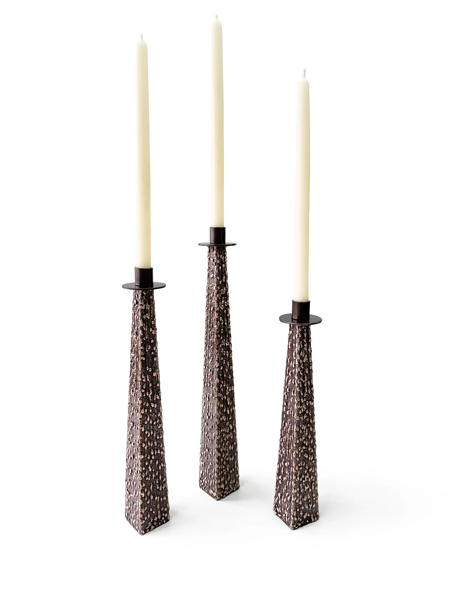 Bronze Textured Taper Candle Holders  by Michael Daniel Metal Design