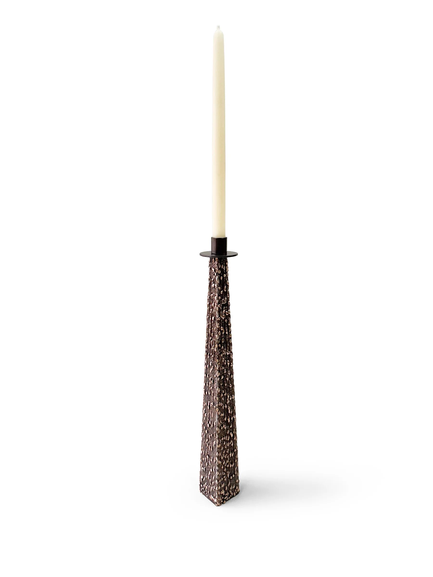 Bronze Textured Taper Candle Holders  4