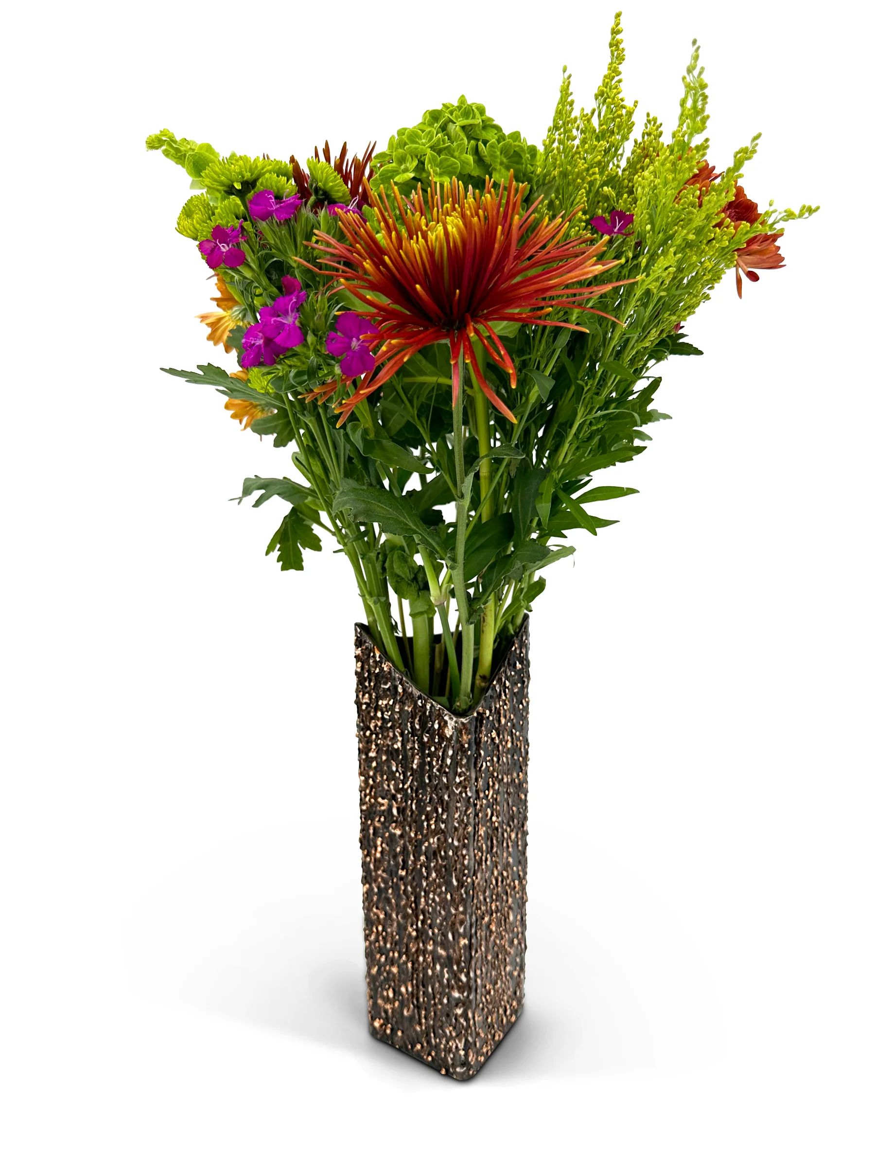 Bronze Textured Steel Flower Vases