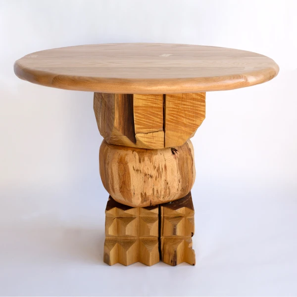 Stacked Oak Round Dining Table by Cody Brgant