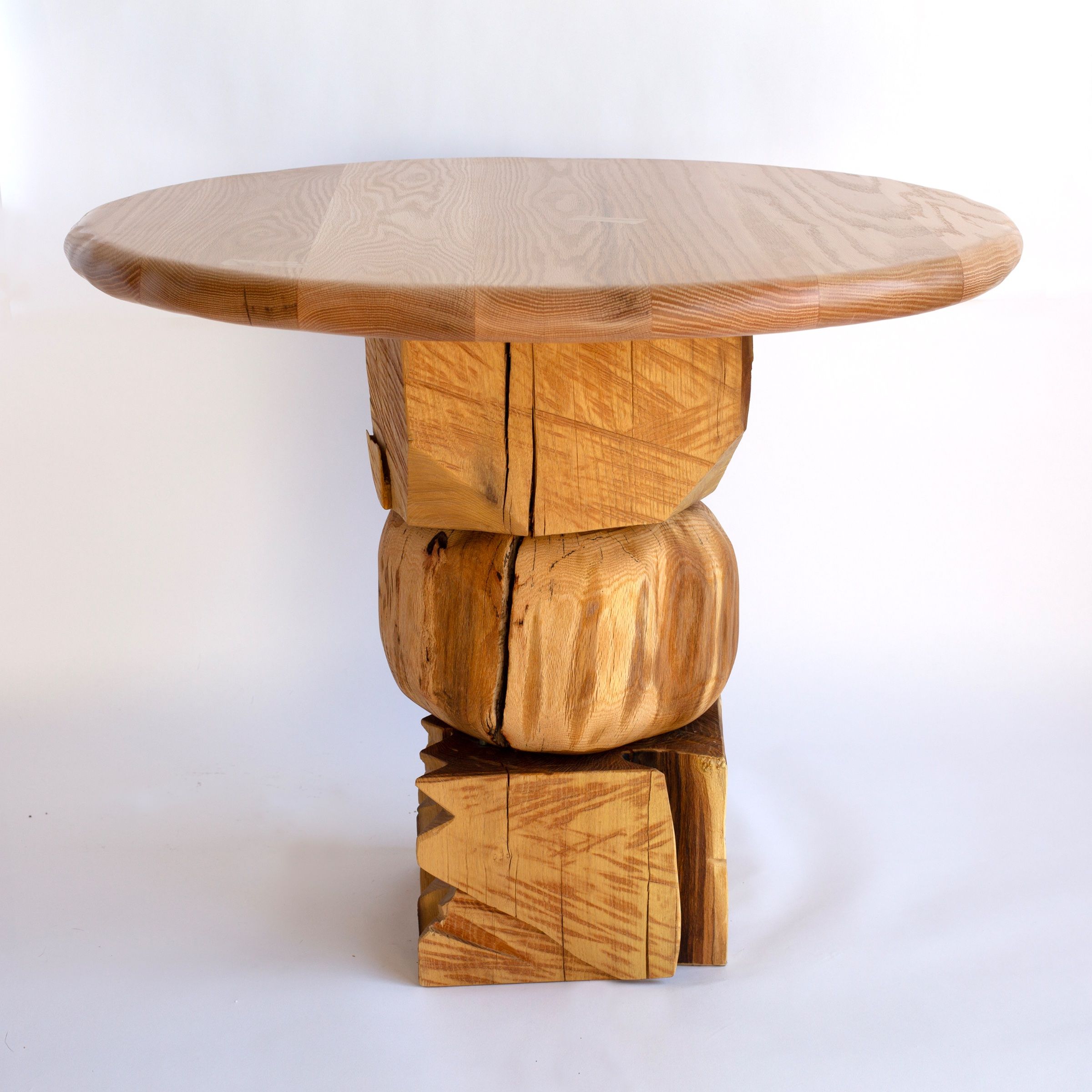 Stacked Oak Round Dining Table 4