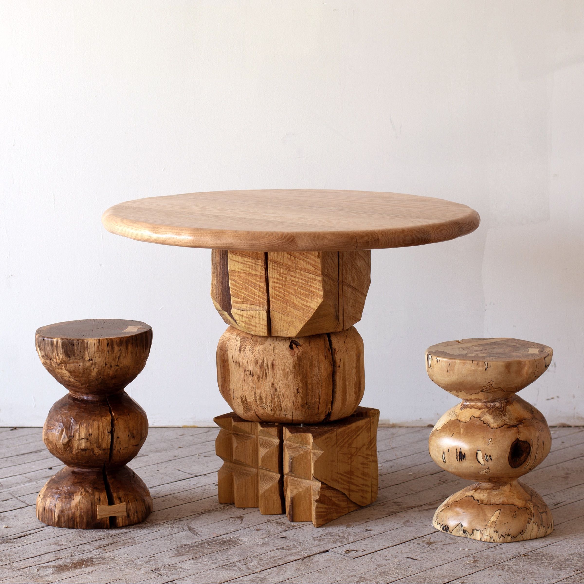 Stacked Oak Round Dining Table 5