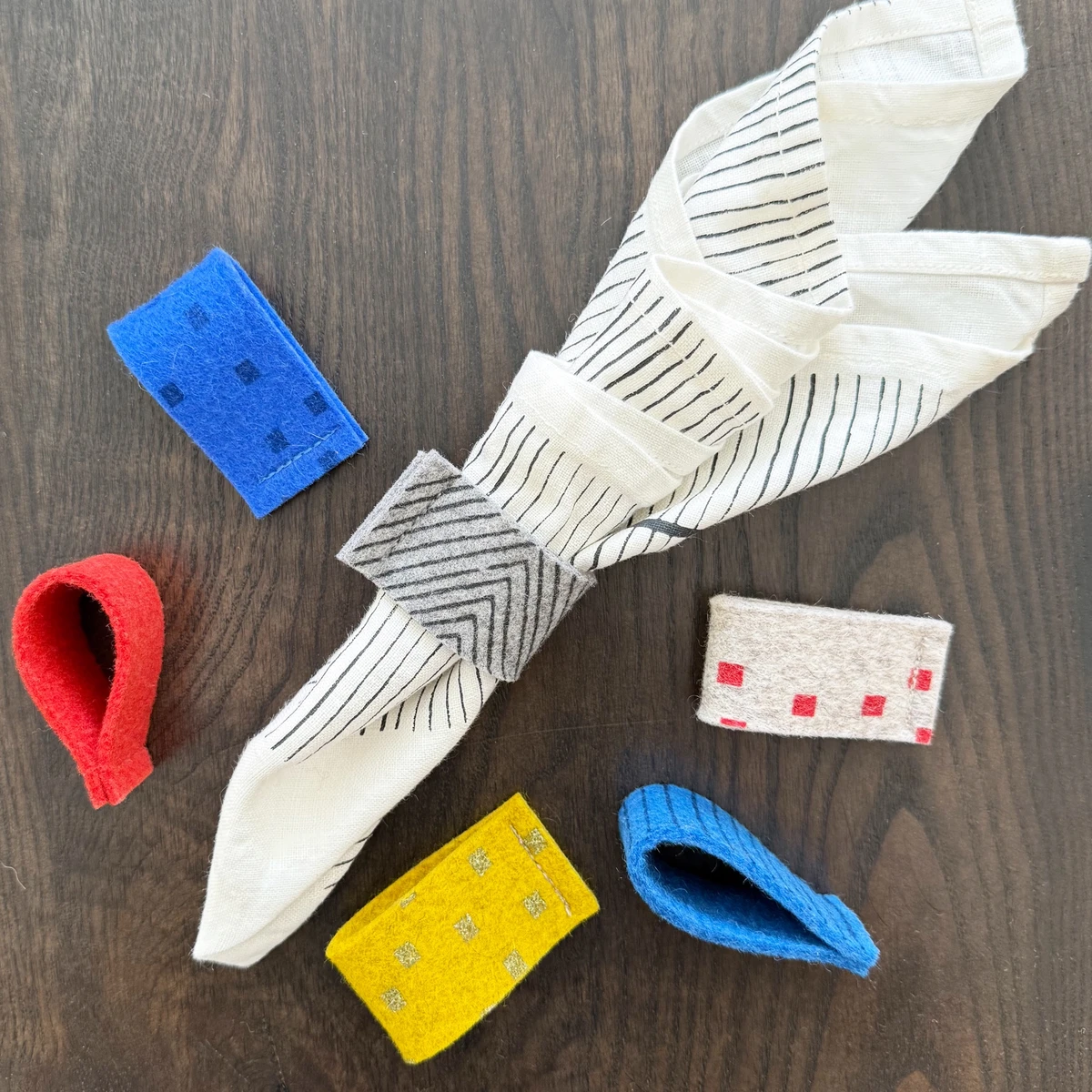 Napkin Rings/Mixed Prints Wool Felt by olgajoan