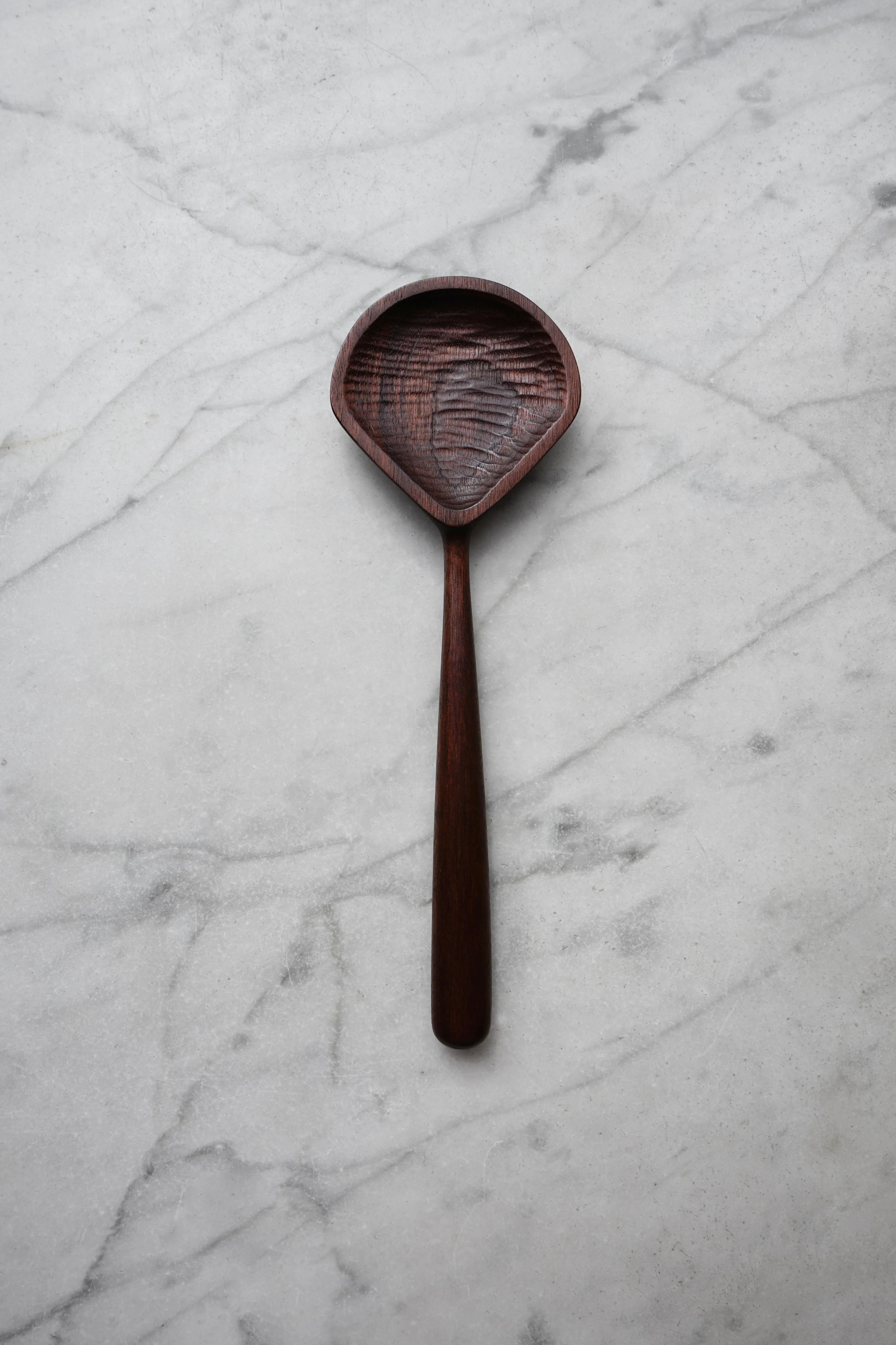 Large Shell Cooking/Serving Spoon - Walnut Wood by Four Leaf Wood Shop 
