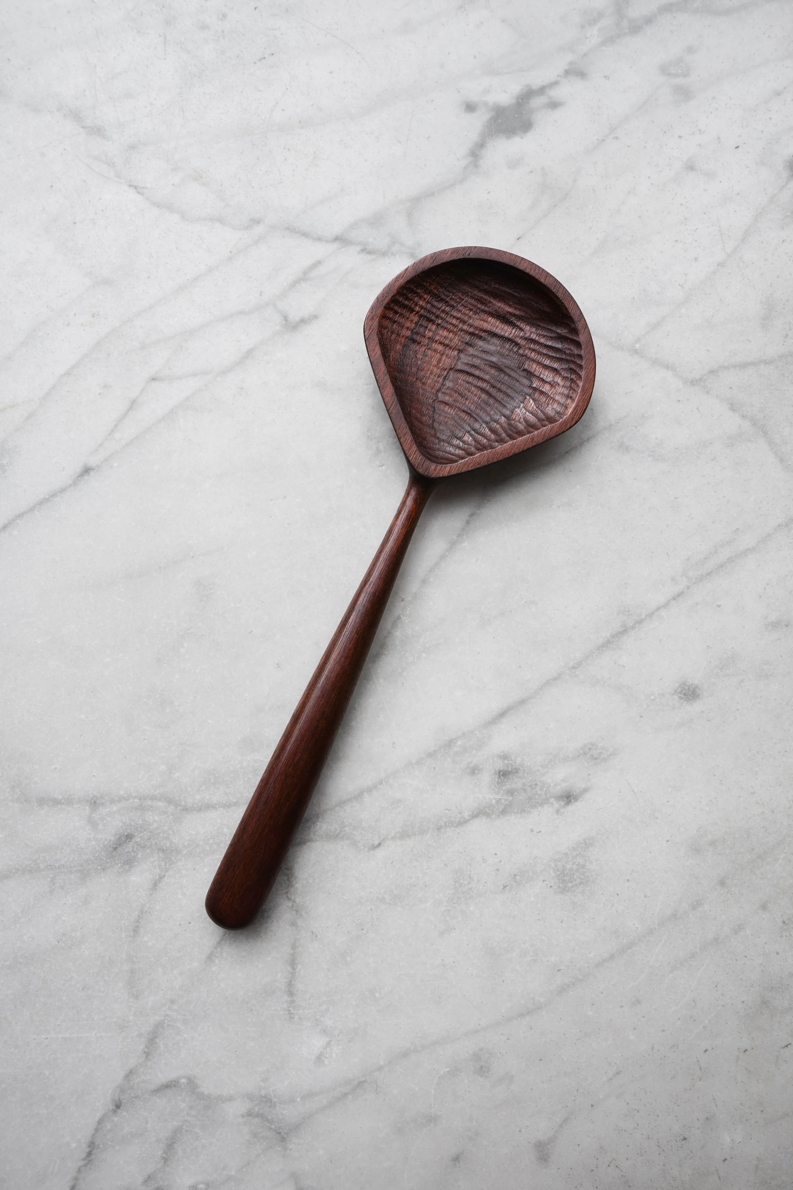 Large Shell Cooking/Serving Spoon - Walnut Wood 2