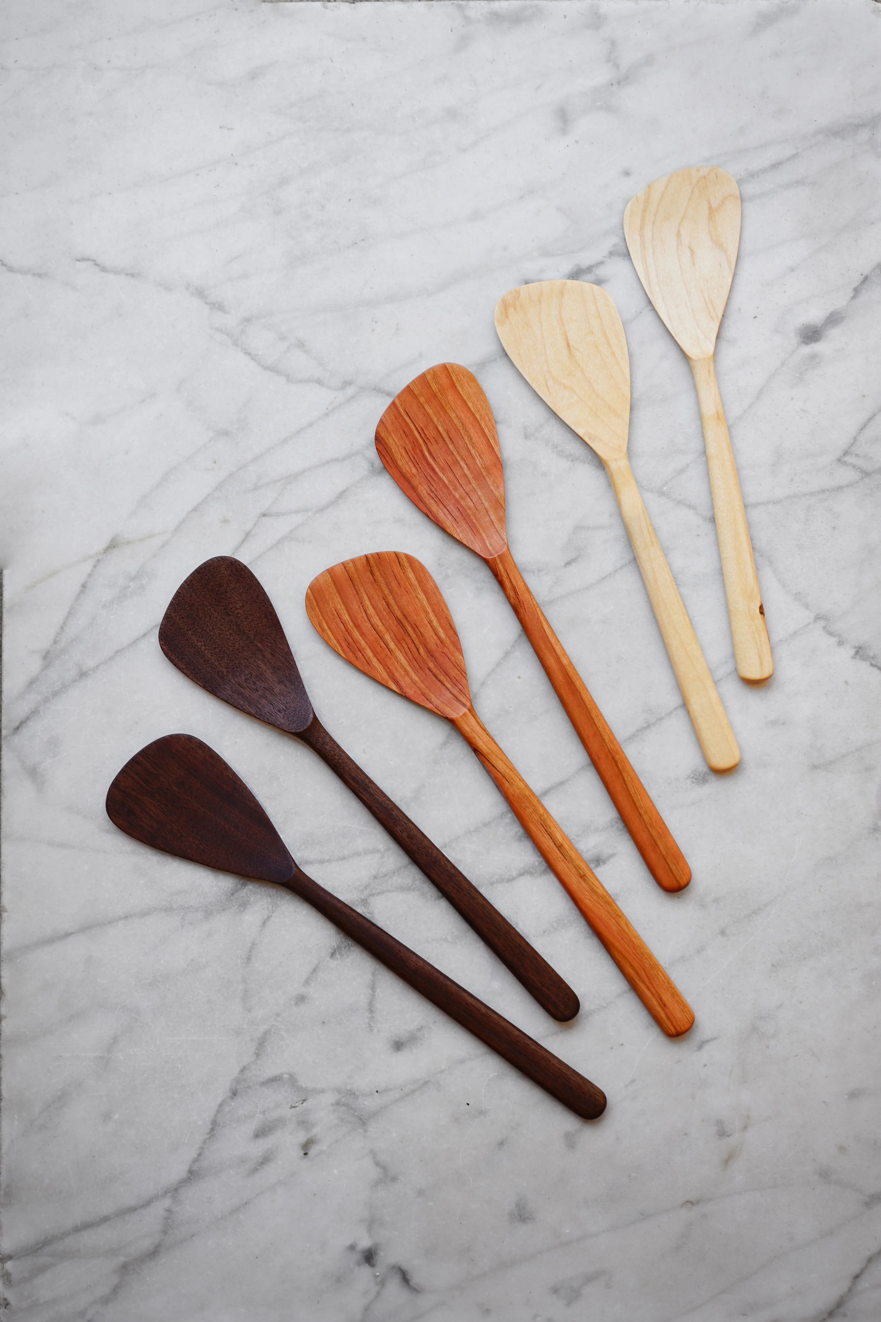 Flat Line - Modern Salad Set - Walnut, Cherry, and Maple Wood by Four Leaf Wood Shop 