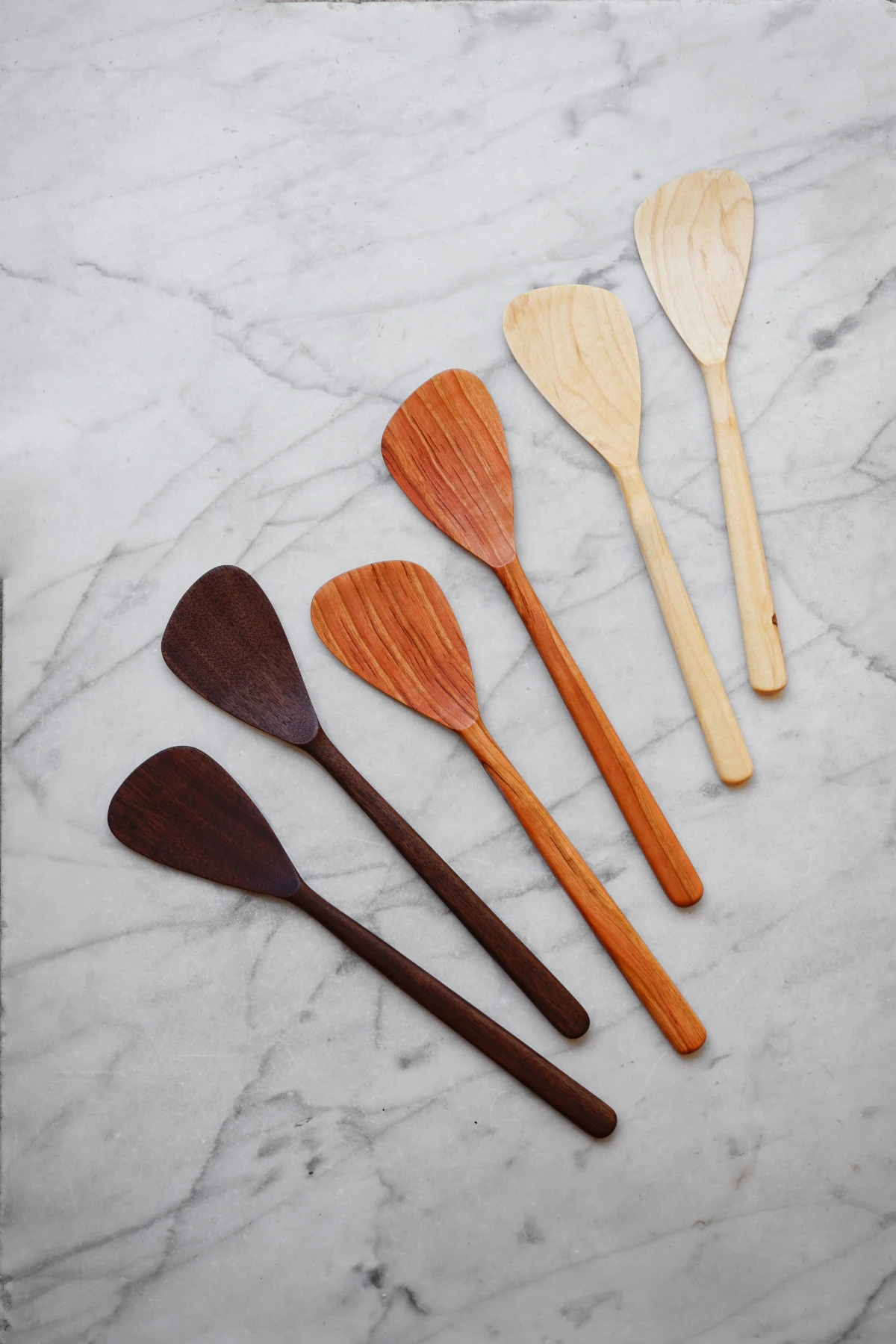 Flat Line - Modern Salad Set - Walnut, Cherry, and Maple Wood by Four Leaf Wood Shop