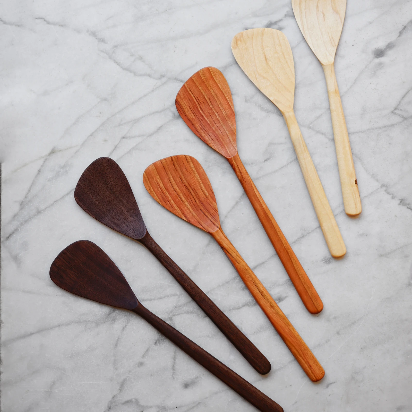 Flat Line - Modern Salad Set - Walnut, Cherry, and Maple Wood