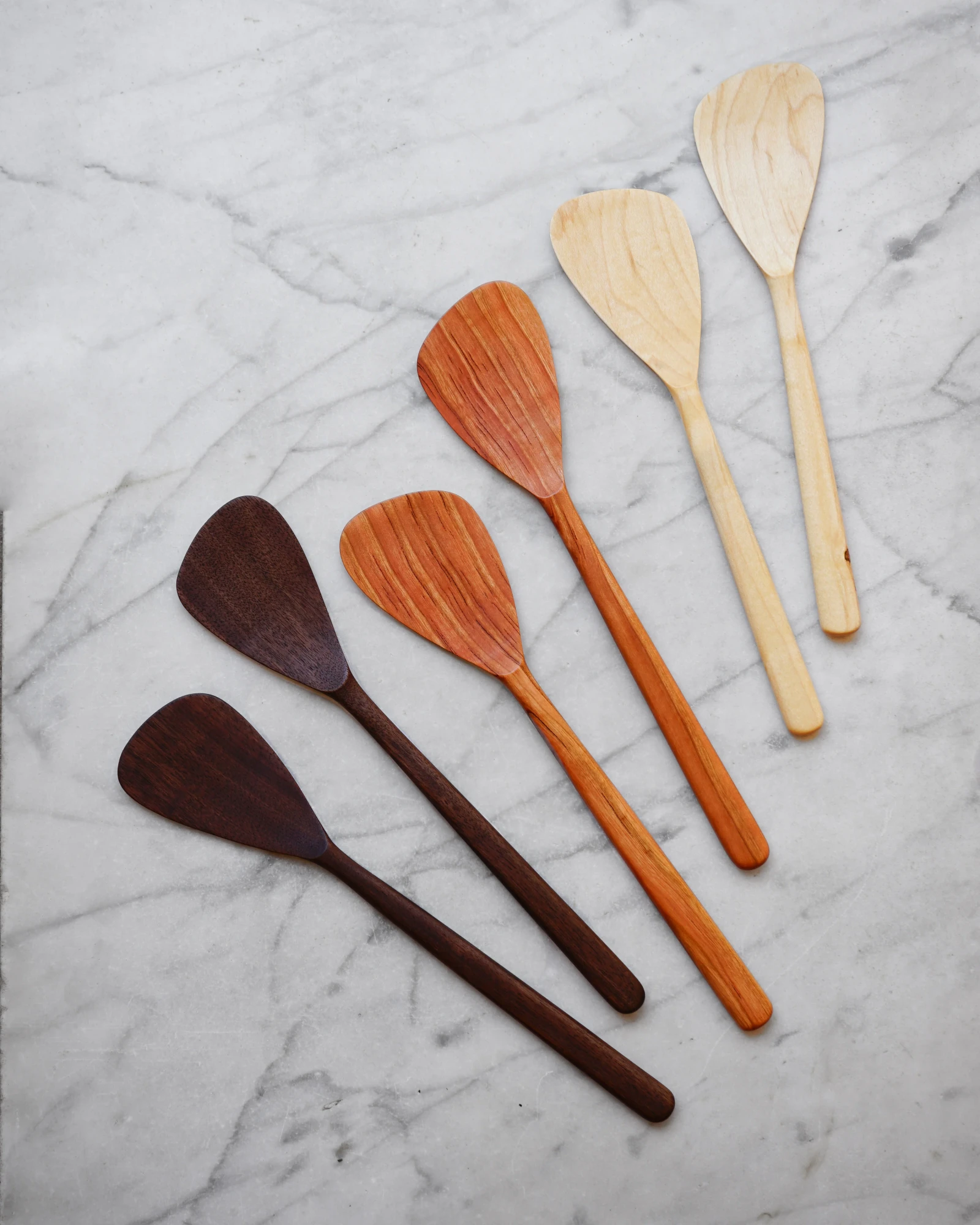 Flat Line - Modern Salad Set - Walnut, Cherry, and Maple Wood