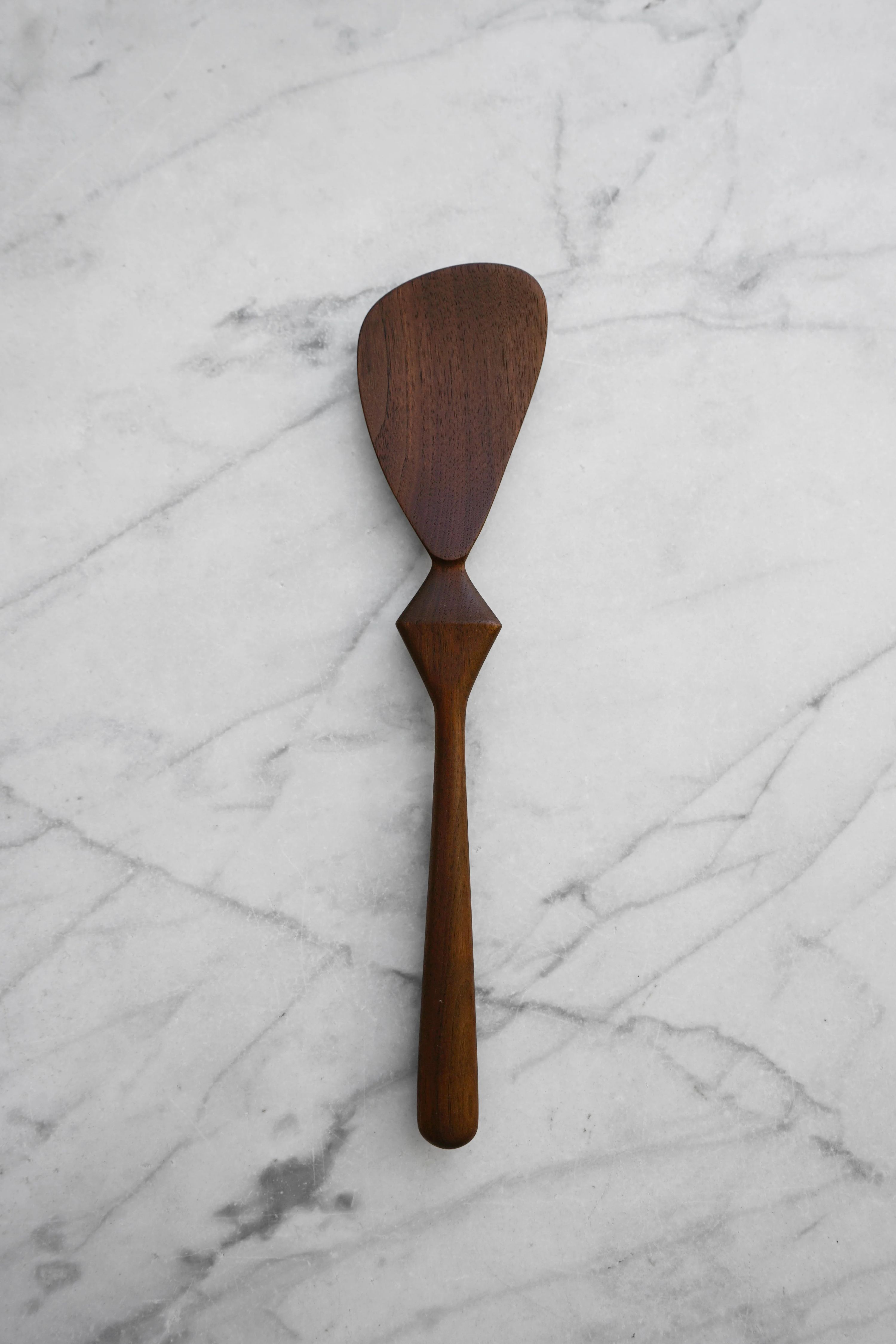 Modern Cooking Spatula - Diamond Handle - Walnut Wood by Four Leaf Wood Shop 
