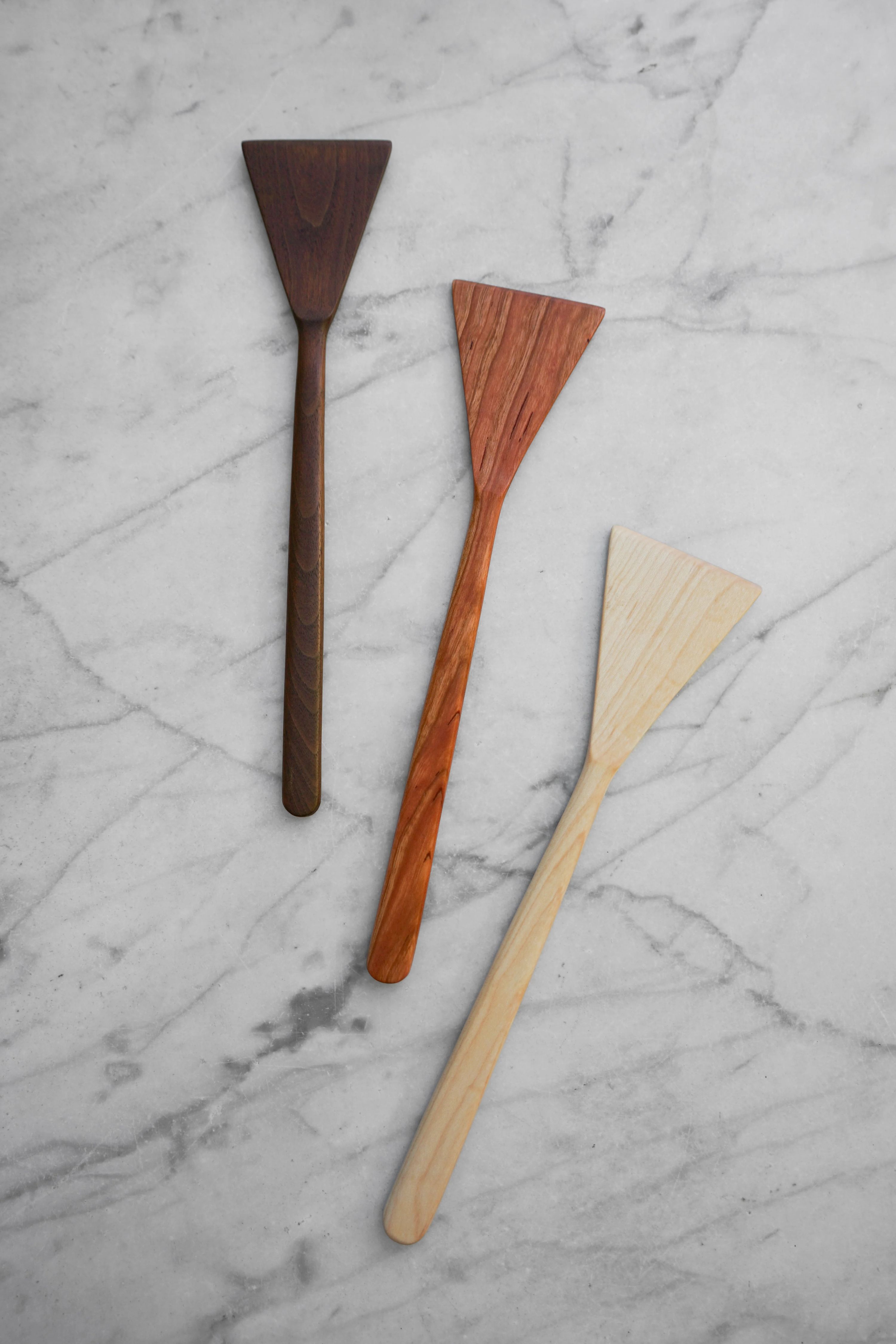 Flat Line - Triangle Spatula - Walnut, Cherry, or Maple Wood by Four Leaf Wood Shop 
