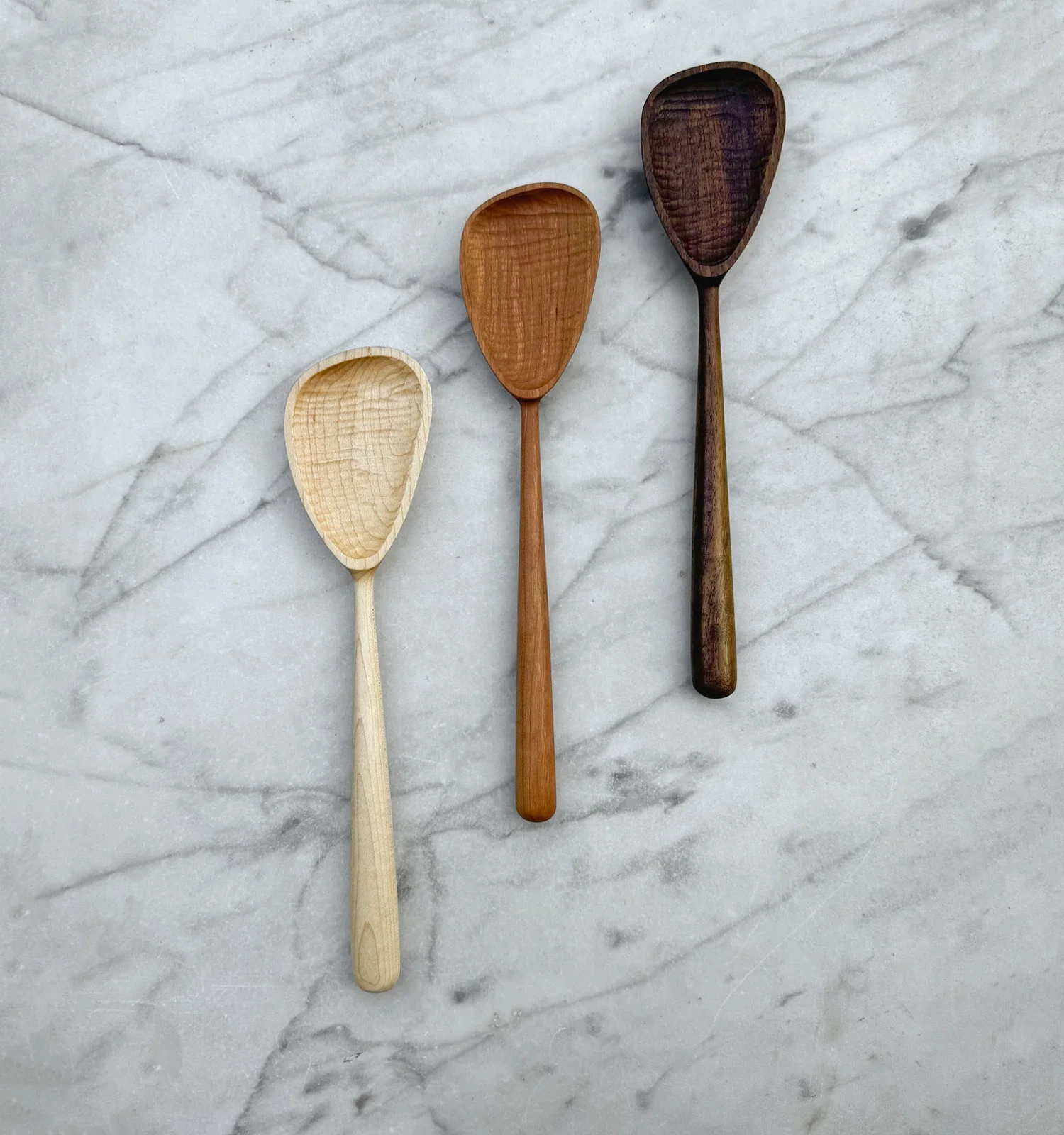 Modern Cooking Spoon - Walnut, Cherry, or Maple Wood