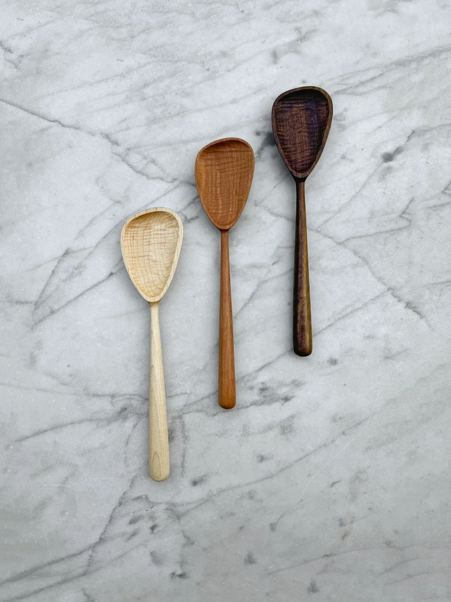 Modern Cooking Spoon - Walnut, Cherry, or Maple Wood