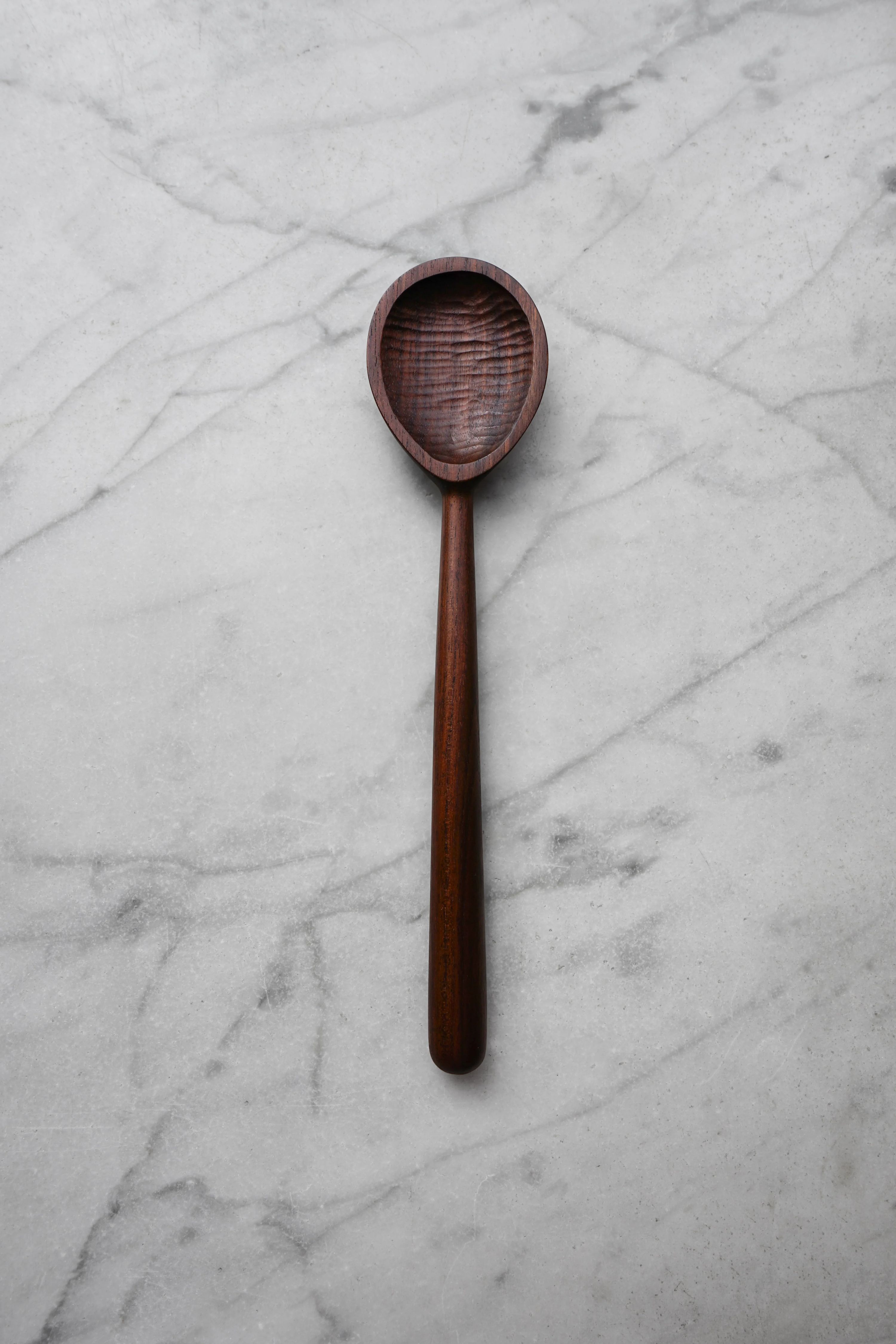 Oval Cooking Spoon - Walnut Wood by Four Leaf Wood Shop 