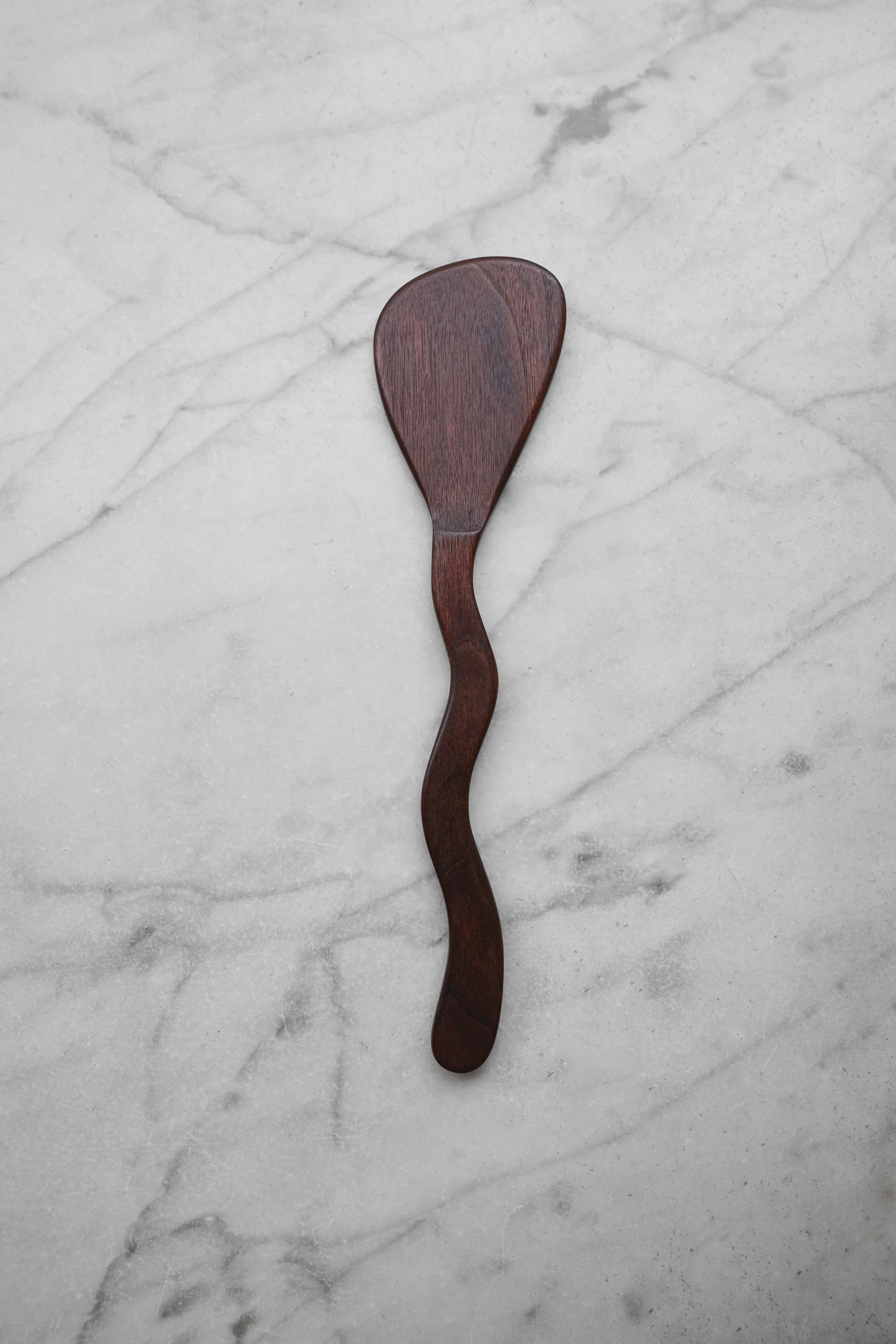 Flat Line - Squiggly Spatula - Walnut, Cherry, or Maple Wood 8