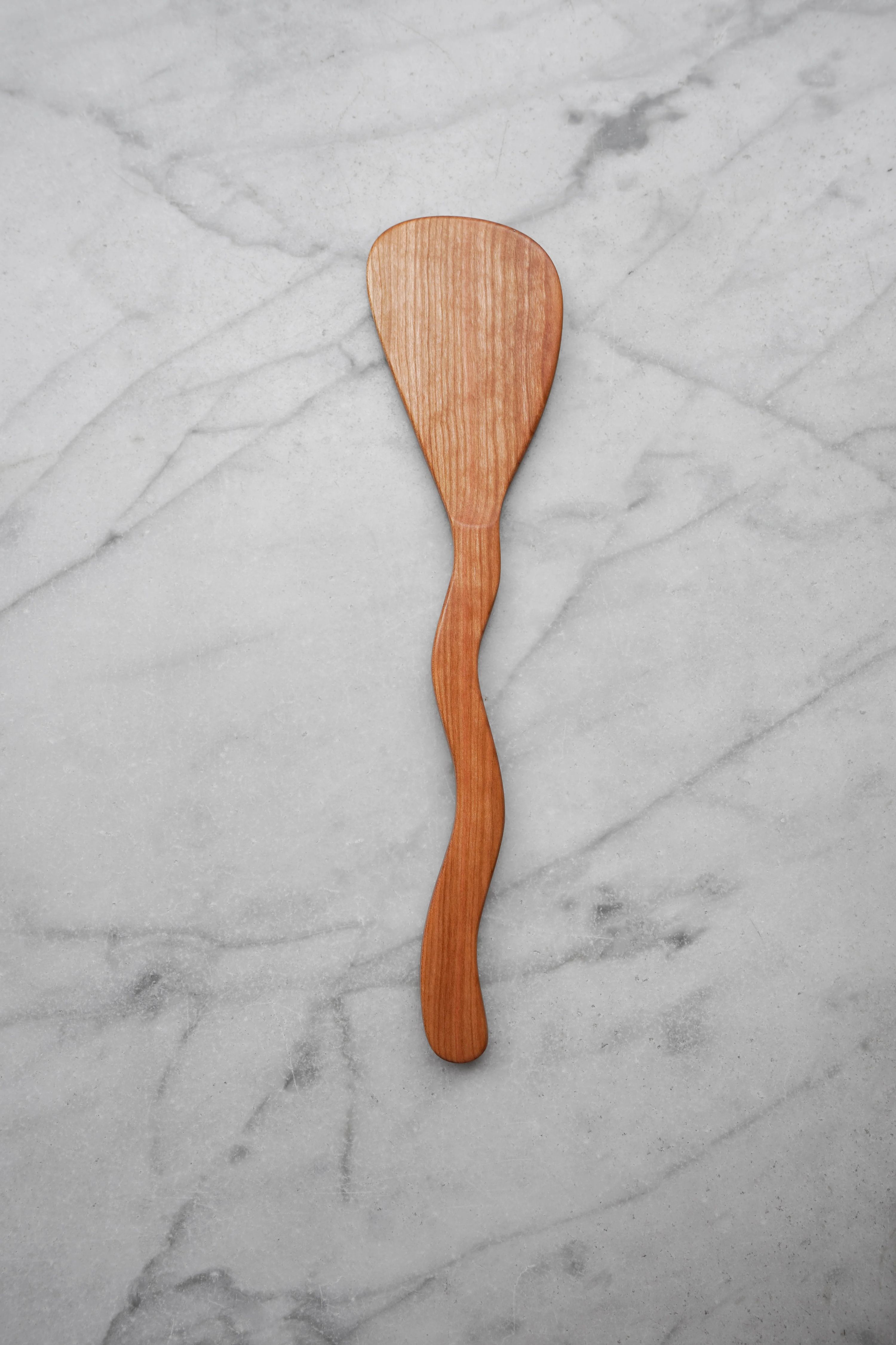 Flat Line - Squiggly Spatula - Walnut, Cherry, or Maple Wood 10