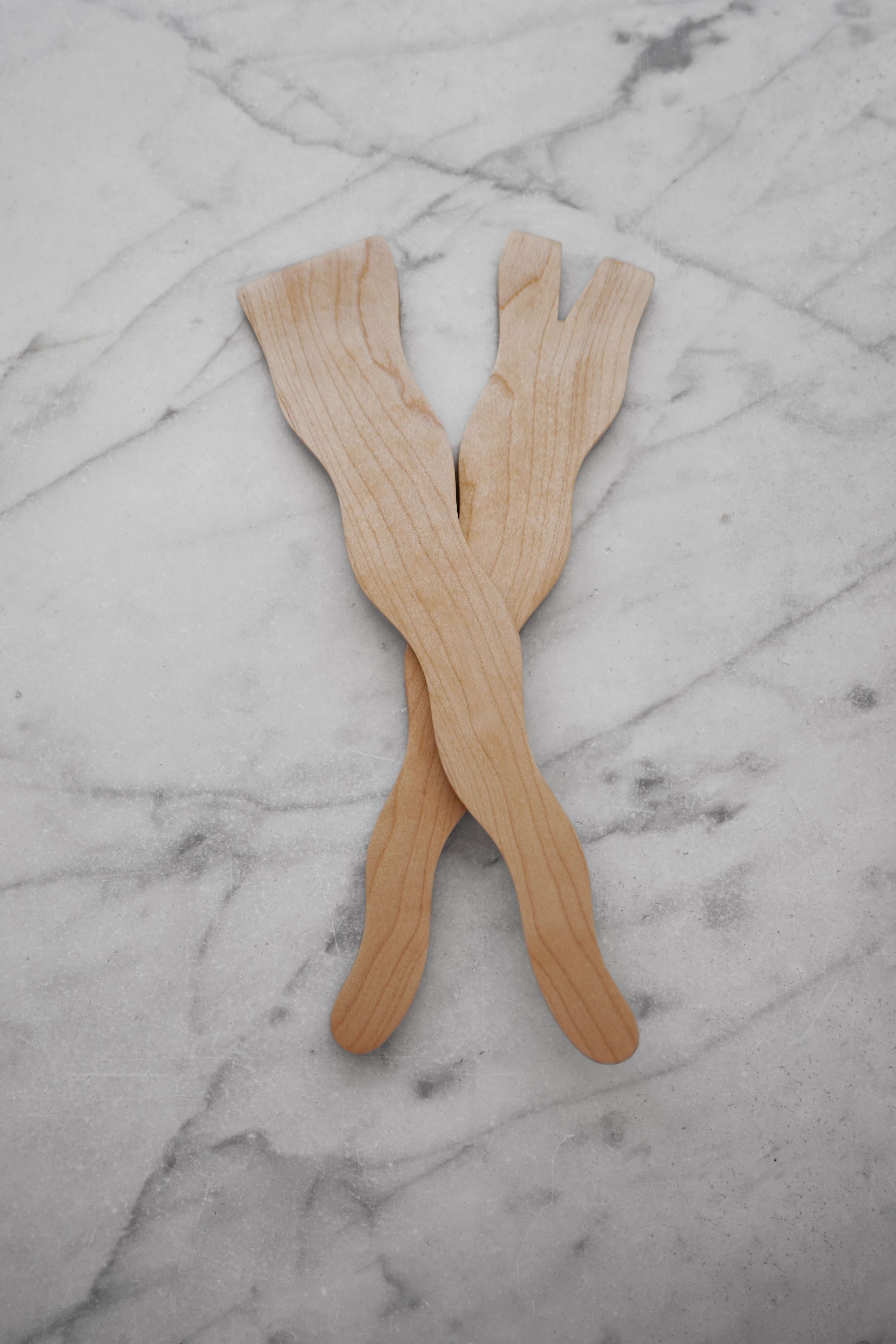 Flat Line - Wavy Salad Set - Walnut, Cherry, or Maple Wood 3