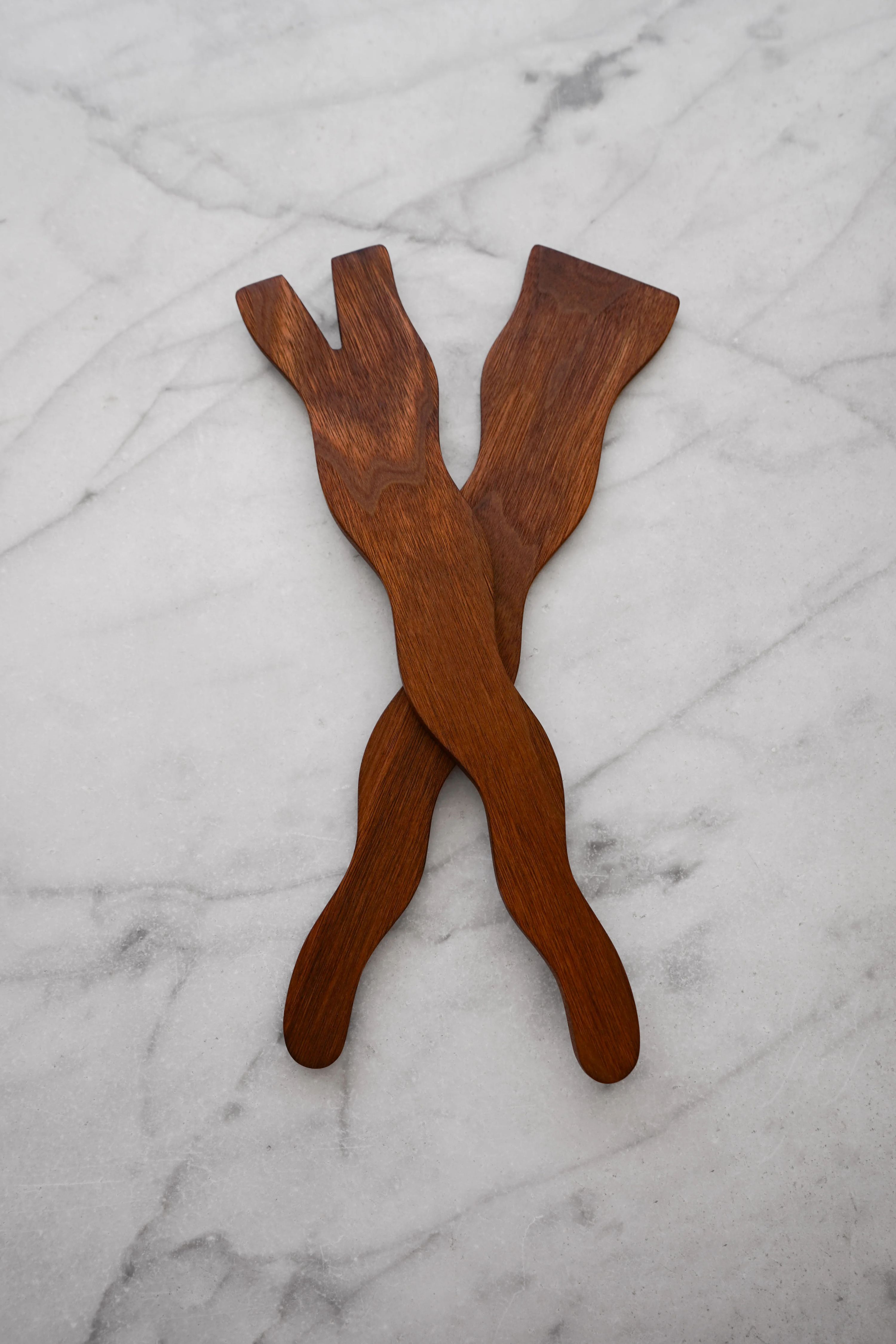 Flat Line - Wavy Salad Set - Walnut, Cherry, or Maple Wood 5