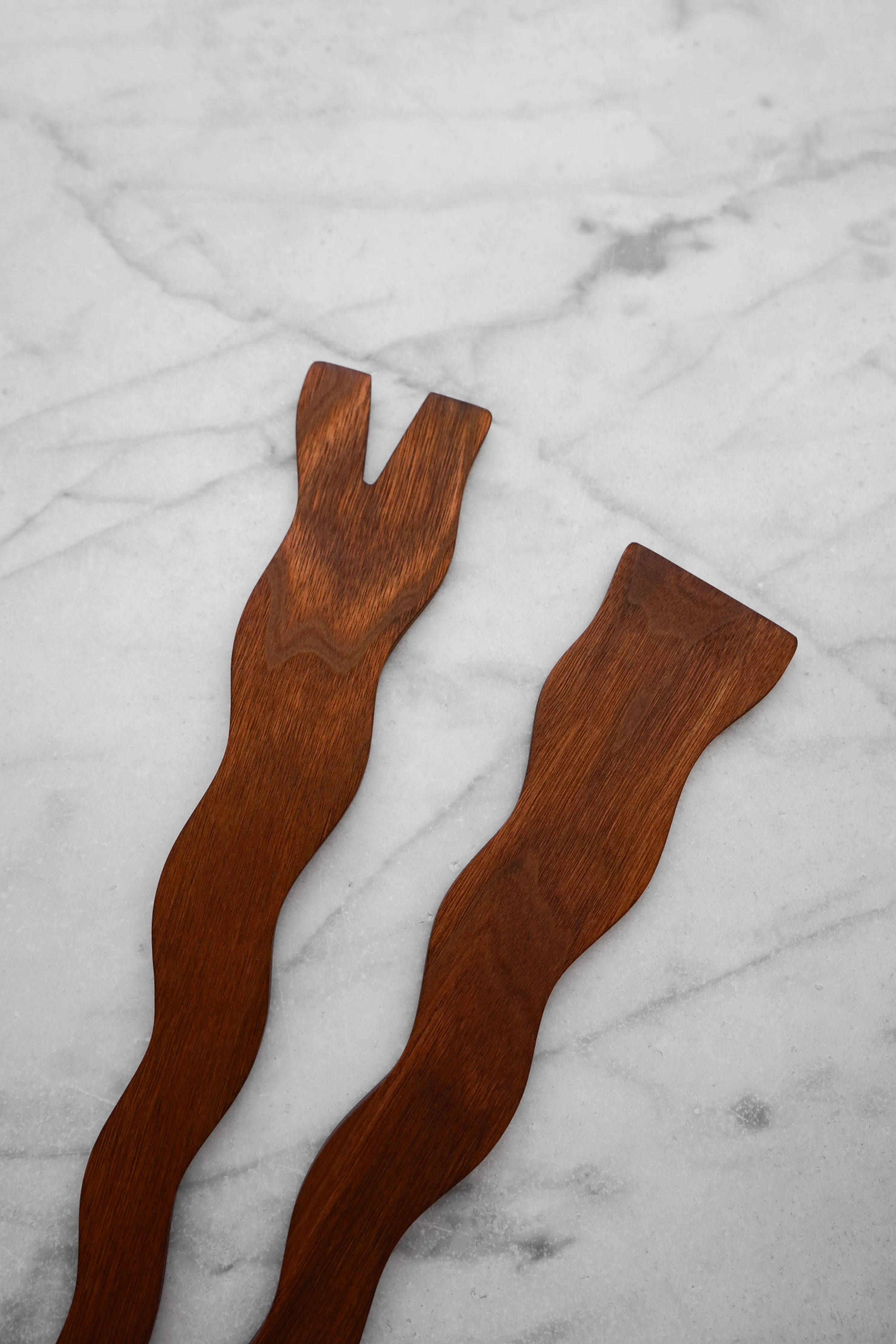 Flat Line - Wavy Salad Set - Walnut, Cherry, or Maple Wood 7