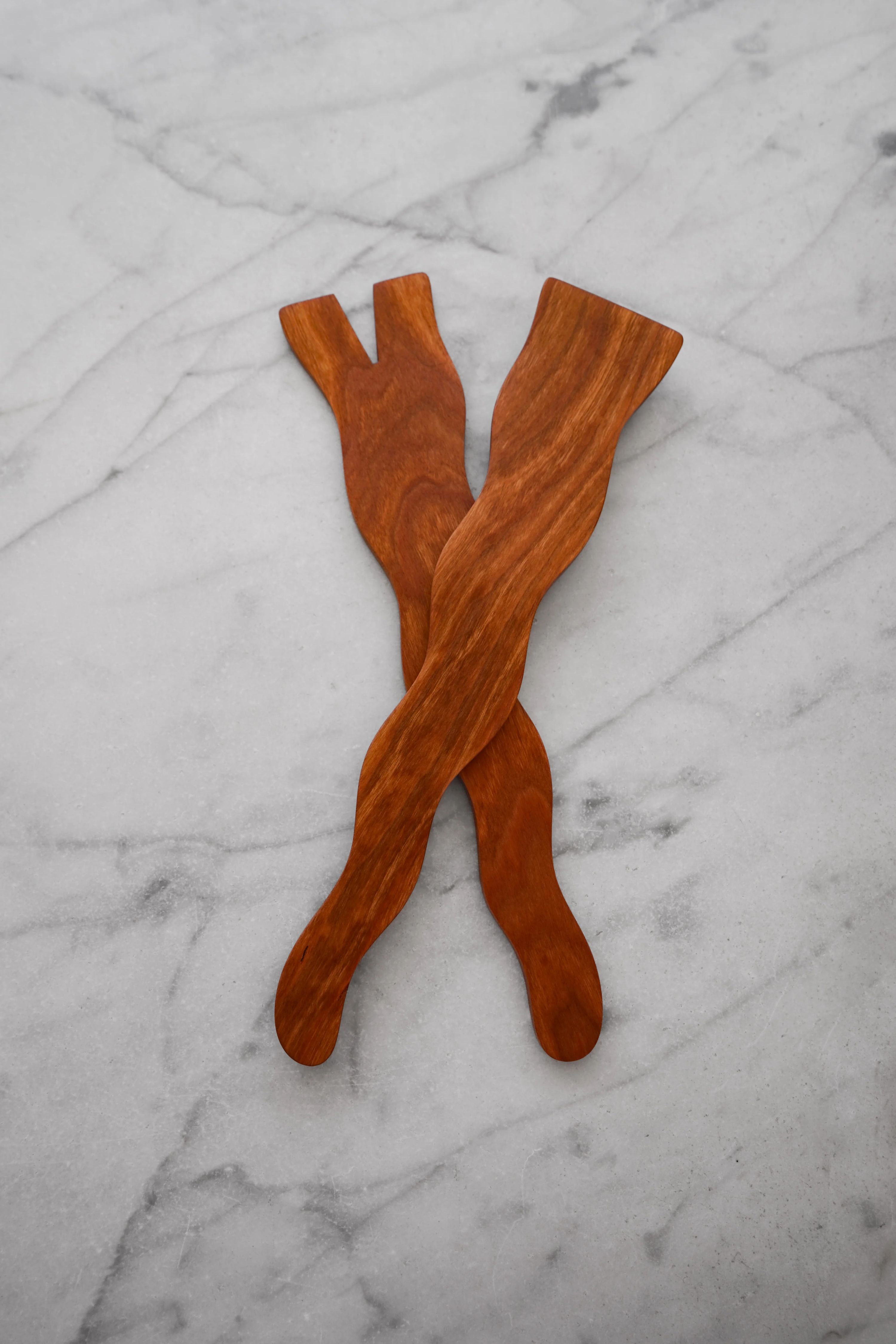 Flat Line - Wavy Salad Set - Walnut, Cherry, or Maple Wood 8