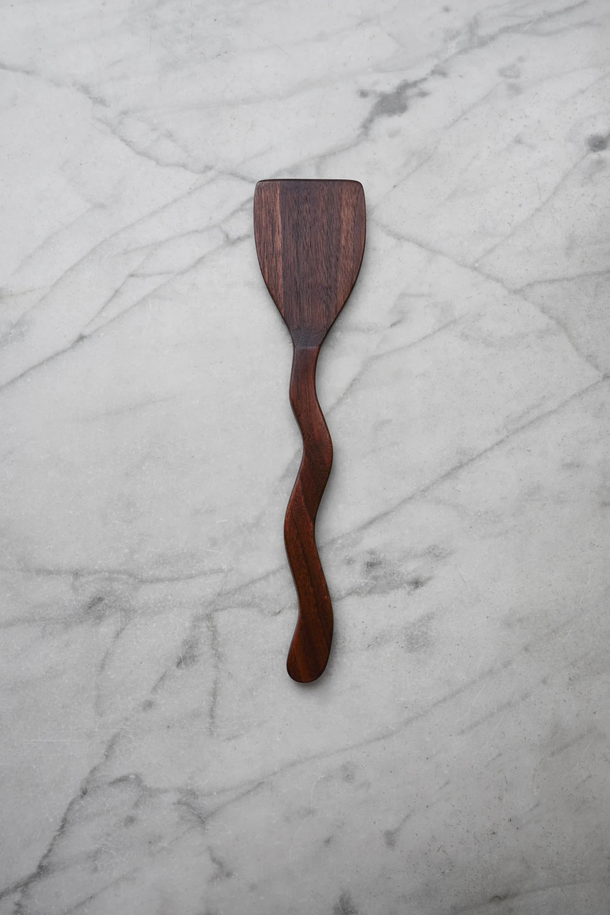 Flat Line - Squiggly Scraper Spatula - Walnut Wood by Four Leaf Wood Shop