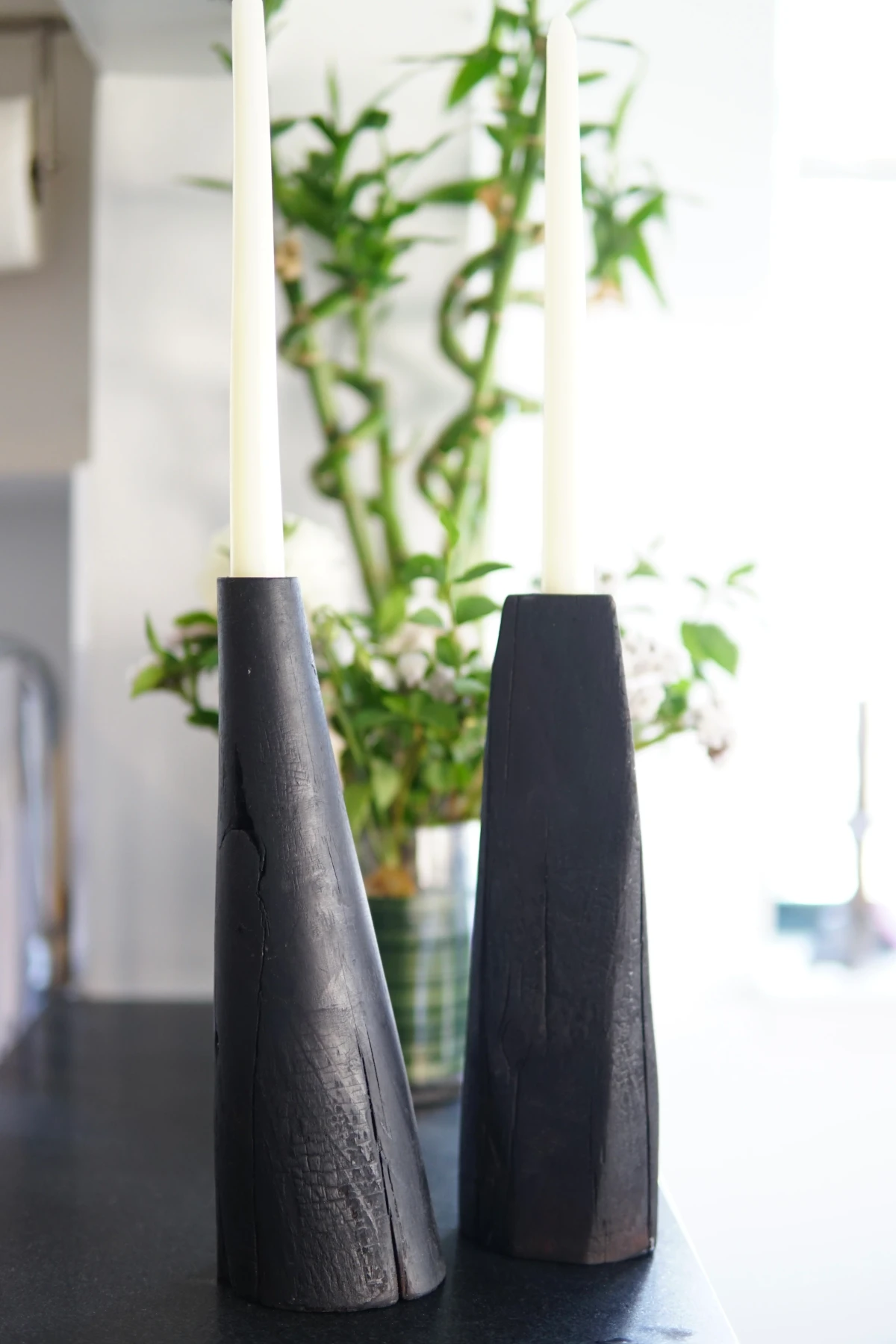 Yakisugi Taper Candle Holders by Seven Cedars NY