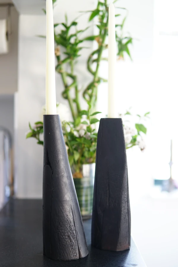Yakisugi Taper Candle Holders by Seven Cedars NY