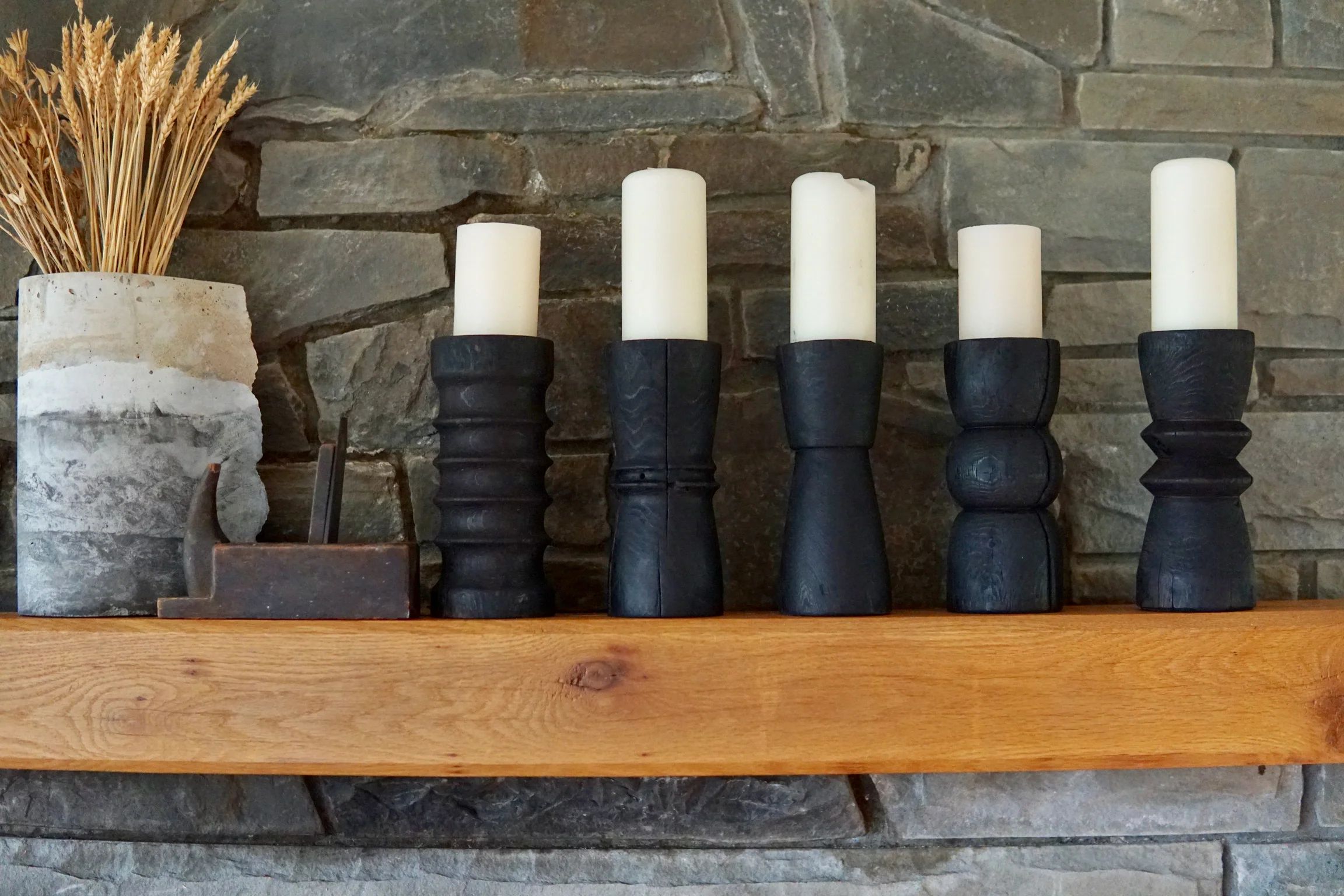 Tall Yakisugi Candle Holders by Seven Cedars NY