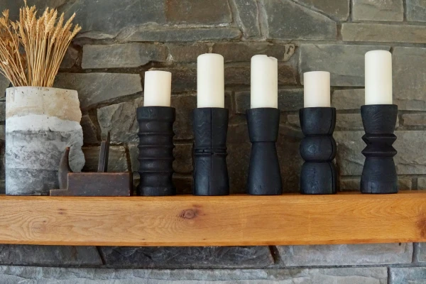 Tall Yakisugi Candle Holders by Seven Cedars NY