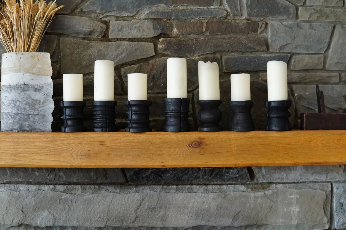 Small Yakisugi Wooden Candle Holders by Seven Cedars NY