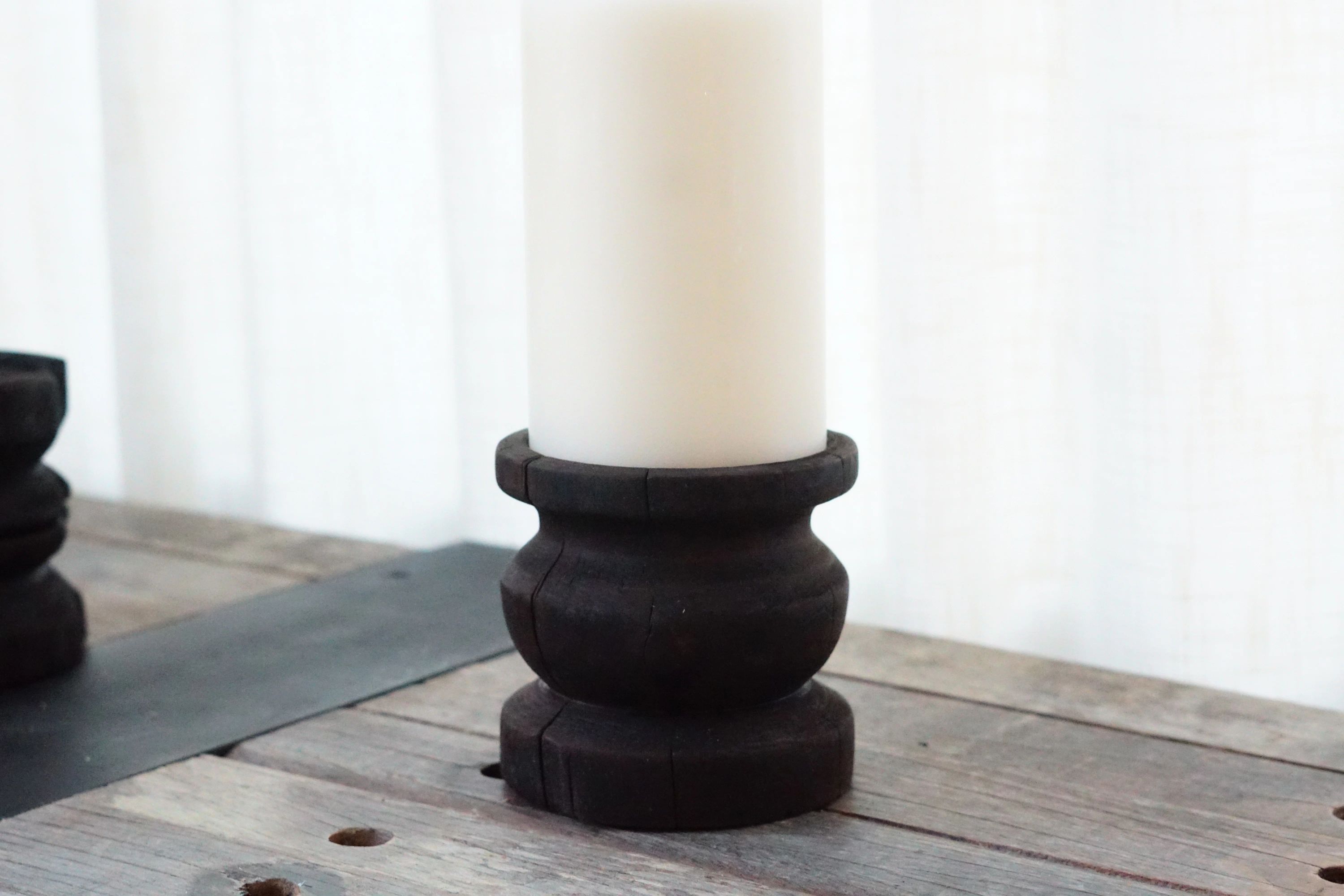 Wide Yakisugi Pillar Candle Holder 4