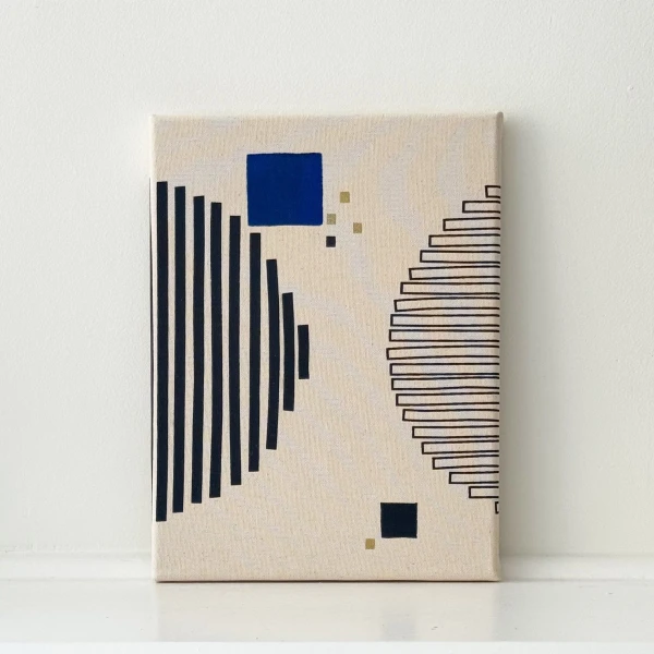Wall Hanging/Cosmos Series in Charcoal w/Blue + Gold by olgajoan