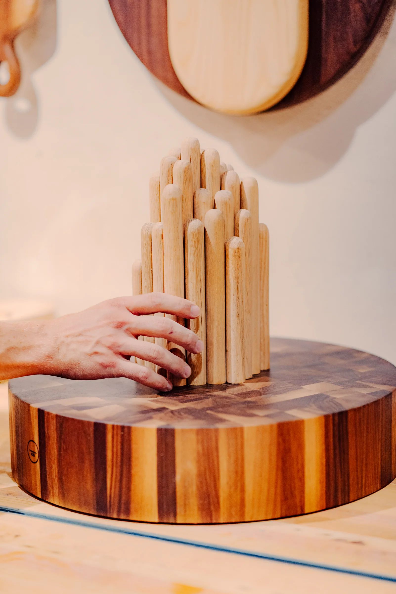 Sculpture and Walnut chopping block